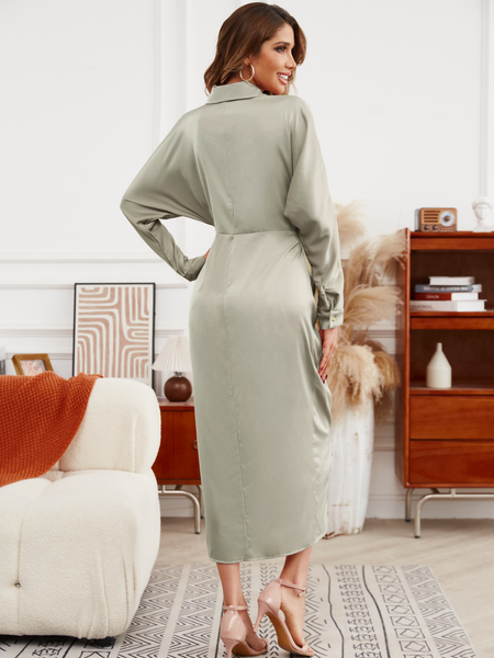 Stylish Pleated Shirt Dress H732AZTZLN