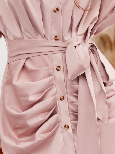 Stylish Pleated Shirt Dress H732AZTZLN