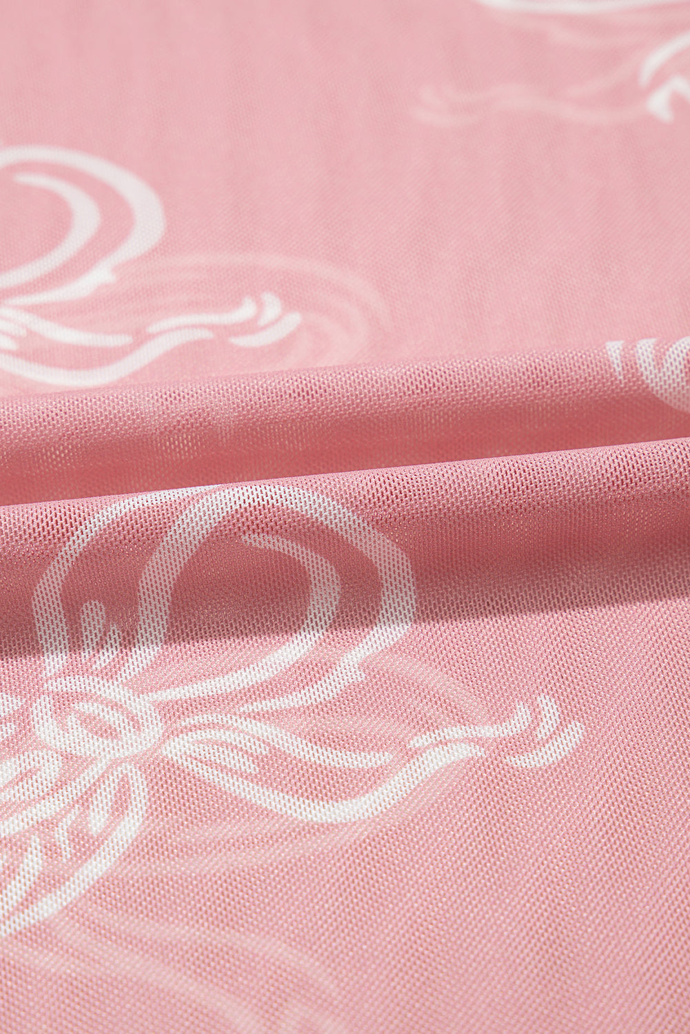 Black Bow Print Long Sleeve Mesh Top